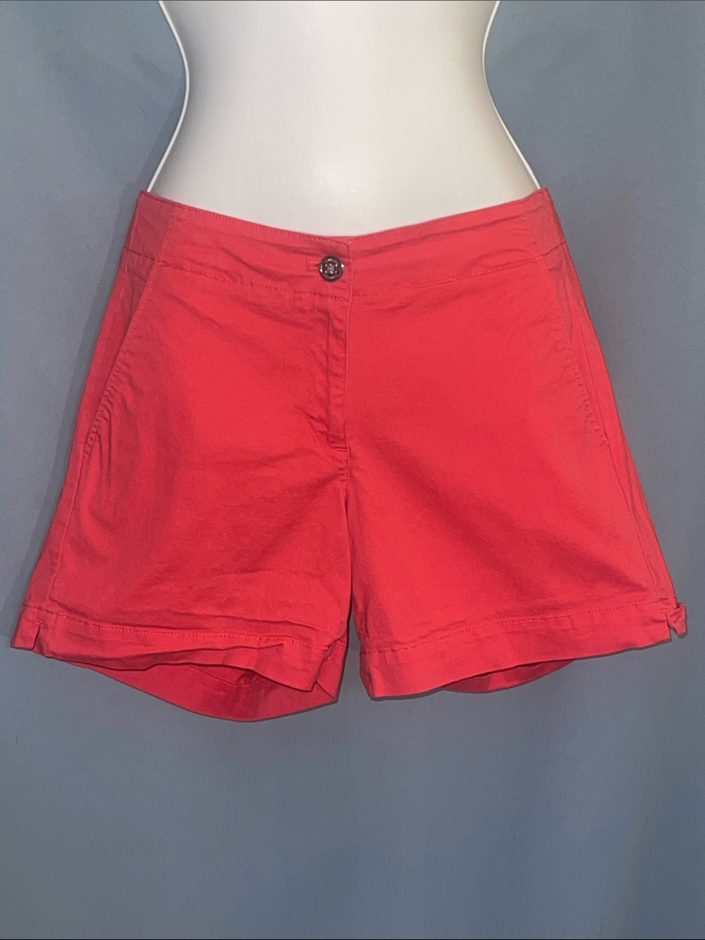 Nautica Bright Coral High-Waist Cuffed Shorts